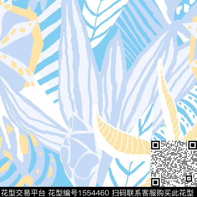 抽象几何绿植树叶传统印花花型下载（图片编号: 1554460） - 瓦栏（Walan）