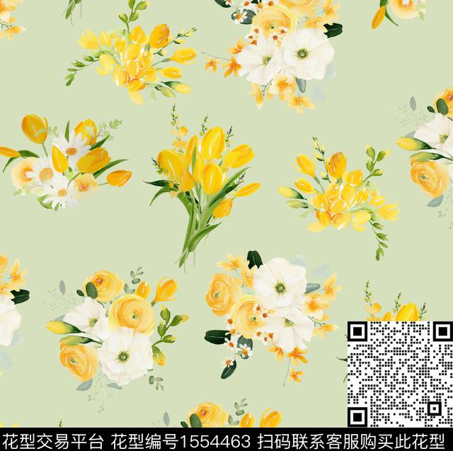 水彩花卉花卉数码印花花型下载（图片编号: 1554463） - 瓦栏（Walan）