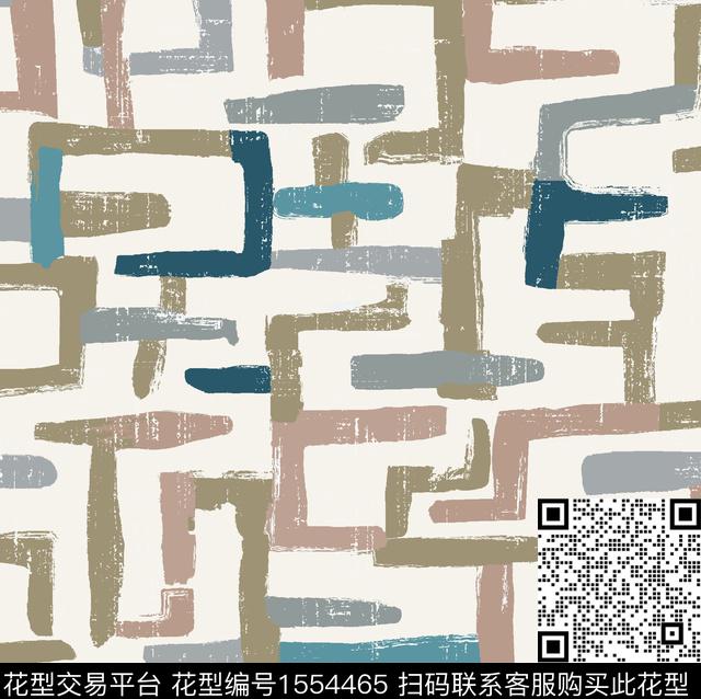 提花花型迷宫几何传统印花花型下载（图片编号: 1554465） - 瓦栏（Walan）