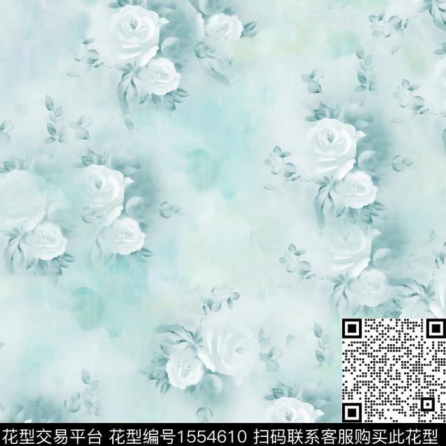 女装渐变花卉数码印花花型下载（图片编号: 1554610） - 瓦栏（Walan）