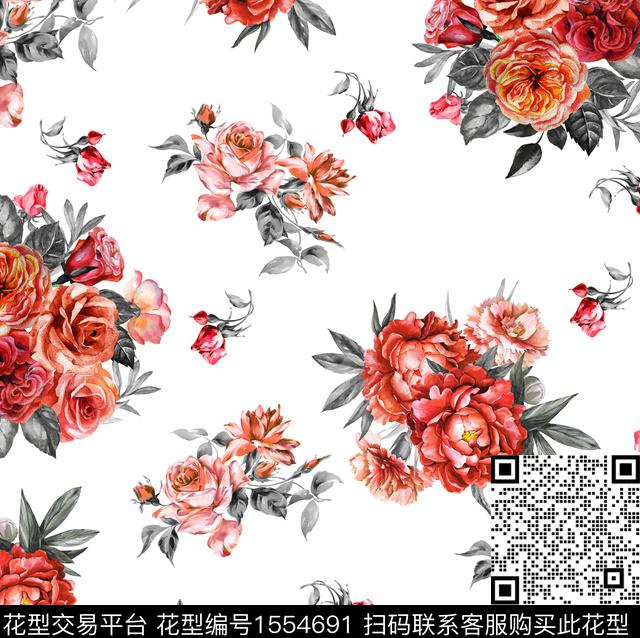 guan1213.jpg - 1554691 - 水彩 花卉 白底花 - 数码印花花型 － 女装花型设计 － 瓦栏