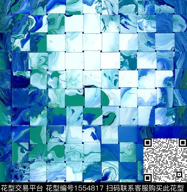 抽象男装格子流体画数码印花花型下载（图片编号: 1554817） - 瓦栏（Walan）