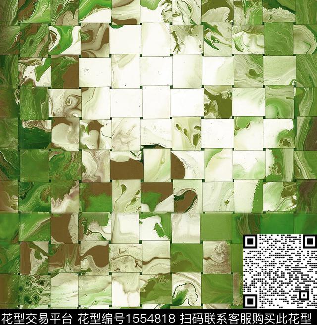 抽象男装格子流体画数码印花花型下载（图片编号: 1554818） - 瓦栏（Walan）