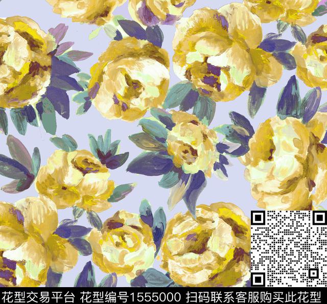 植物油画花卉数码印花花型下载（图片编号: 1555000） - 瓦栏（Walan）