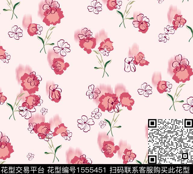 女装花卉连衣裙数码印花花型下载（图片编号: 1555451） - 瓦栏（Walan）