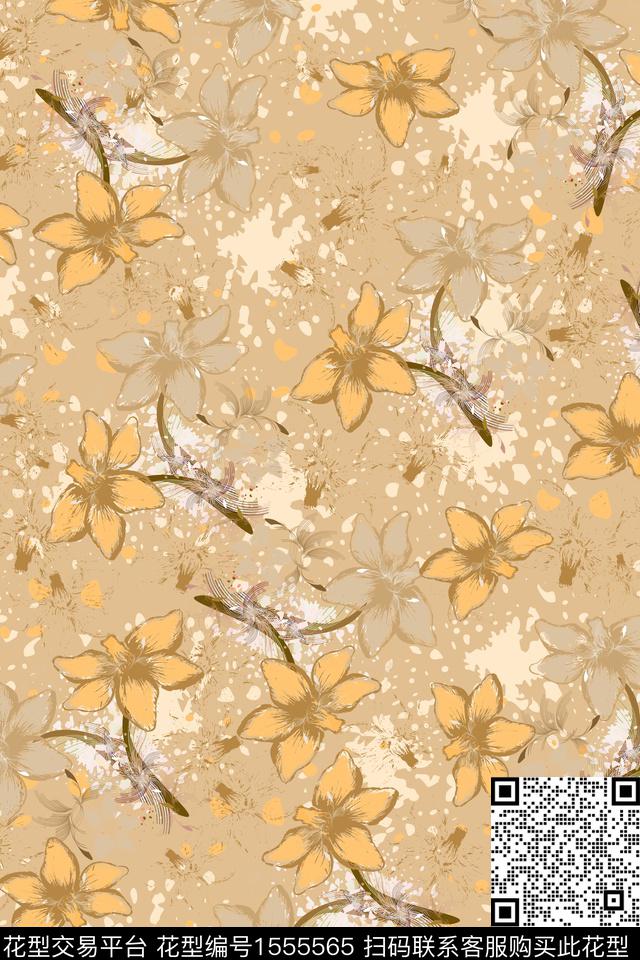 花卉22035.jpg - 1555565 - 植物 花卉 底纹 - 数码印花花型 － 女装花型设计 － 瓦栏