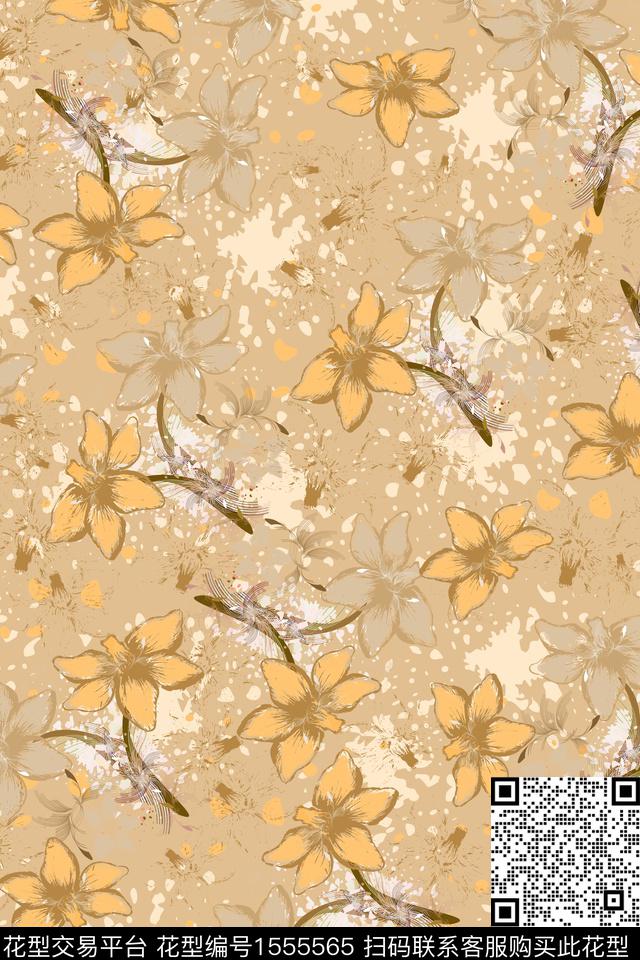 植物花卉底纹数码印花花型下载（图片编号: 1555565） - 瓦栏（Walan）