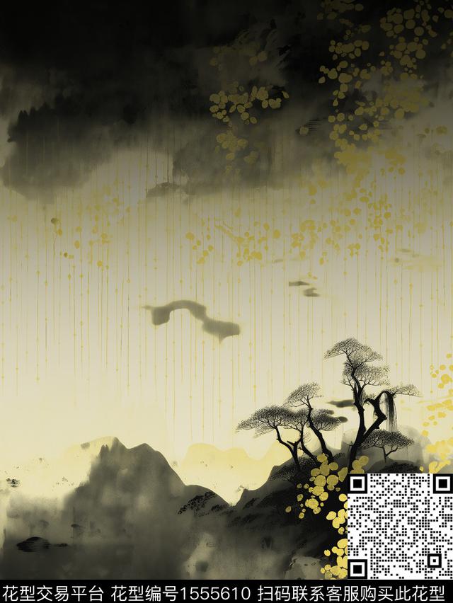 女装中国风水墨数码印花花型下载（图片编号: 1555610） - 瓦栏（Walan）