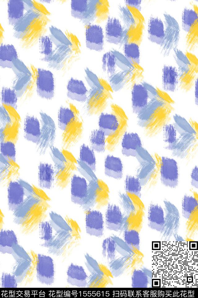 水彩笔刷.jpg - 1555615 - 抽象 水彩 笔触 - 数码印花花型 － 女装花型设计 － 瓦栏
