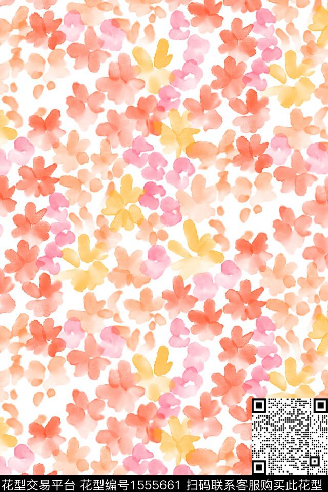 花卉小碎花水彩数码印花花型下载（图片编号: 1555661） - 瓦栏（Walan）