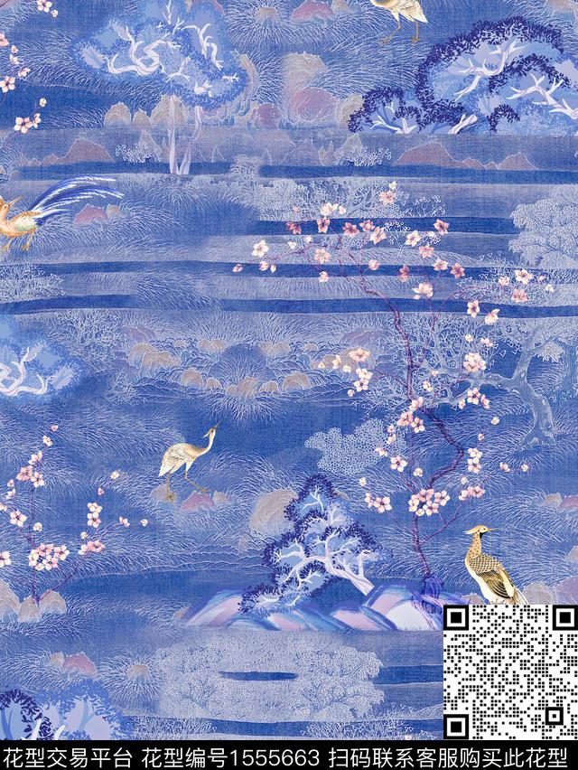 中国风真丝香云纱数码印花花型下载（图片编号: 1555663） - 瓦栏（Walan）
