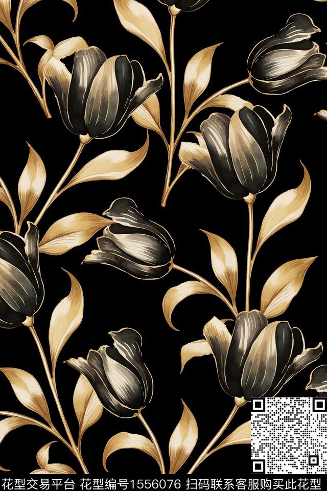 女装花卉数码印花花型下载（图片编号: 1556076） - 瓦栏（Walan）