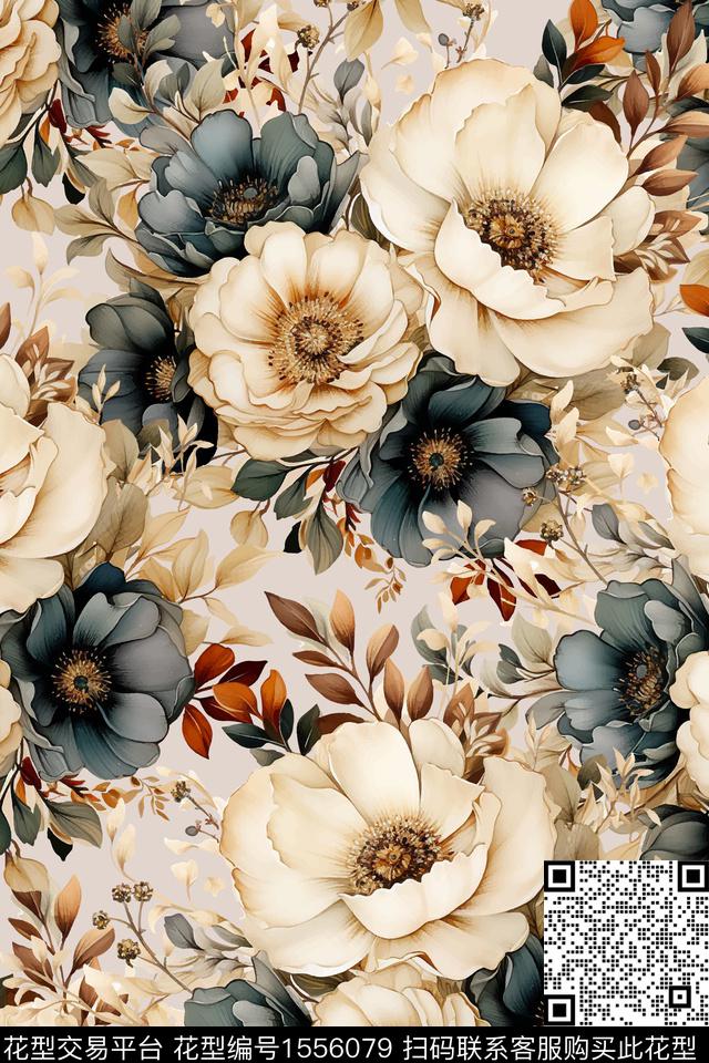 女装花卉数码印花花型下载（图片编号: 1556079） - 瓦栏（Walan）