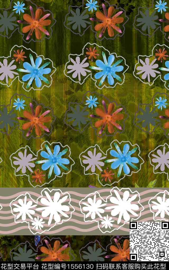 花组合001.jpg - 1556130 - 民族花卉 扎染花型 小碎花 - 数码印花花型 － 女装花型设计 － 瓦栏
