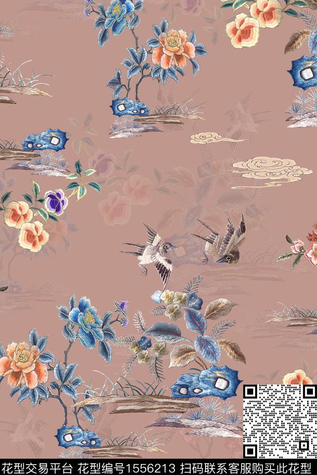中国风真丝香云纱数码印花花型下载（图片编号: 1556213） - 瓦栏（Walan）