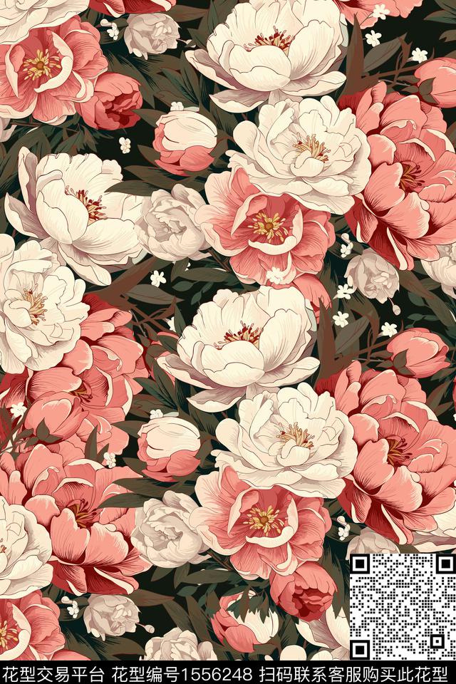 女装花卉数码印花花型下载（图片编号: 1556248） - 瓦栏（Walan）