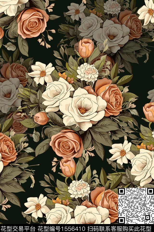 女装花卉数码印花花型下载（图片编号: 1556410） - 瓦栏（Walan）