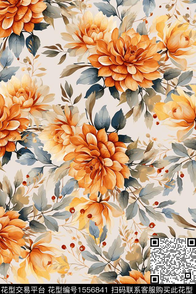 女装花卉数码印花花型下载（图片编号: 1556841） - 瓦栏（Walan）