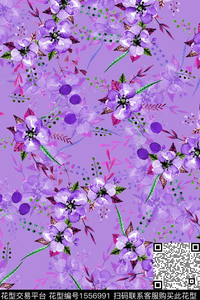 花卉22038-2.jpg - 1556991 - 国画 大牌风 中国 - 数码印花花型 － 女装花型设计 － 瓦栏