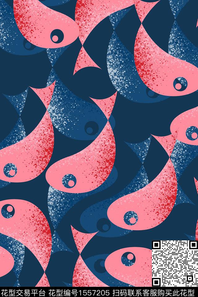 抽象鱼肌理传统印花花型下载（图片编号: 1557205） - 瓦栏（Walan）
