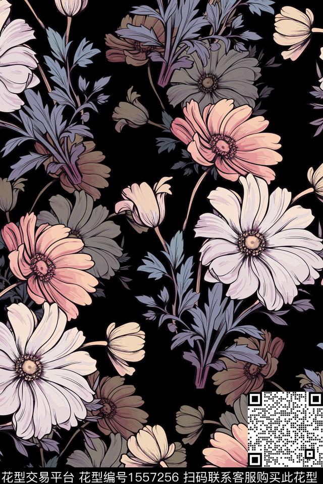 女装花卉数码印花花型下载（图片编号: 1557256） - 瓦栏（Walan）