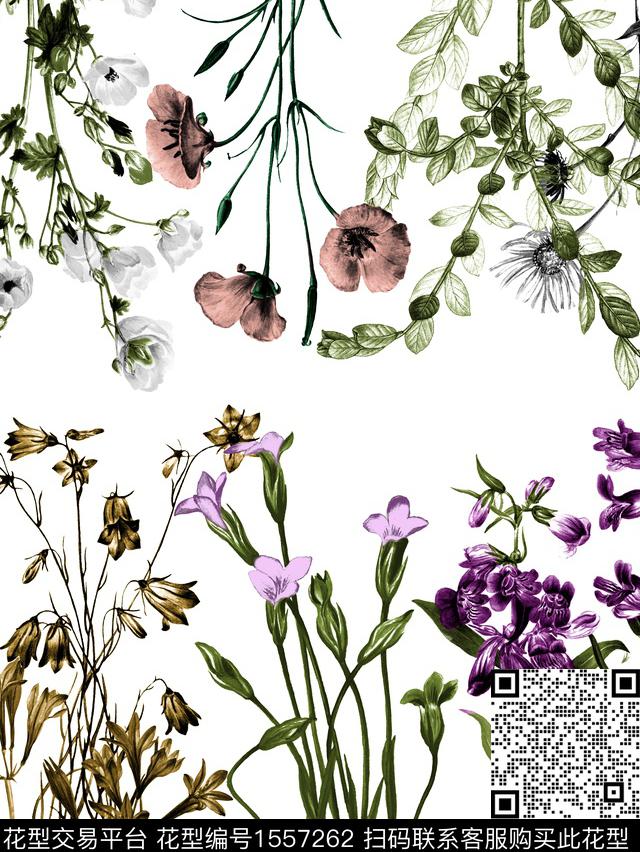 线条3.jpg - 1557262 - 定位 绿植树叶 花卉 - 数码印花花型 － 女装花型设计 － 瓦栏