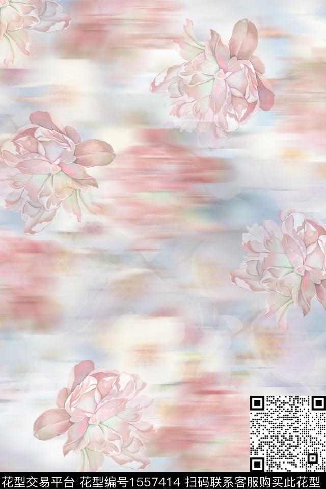 XZ5256.jpg - 1557414 - 花卉 模糊 底纹 - 数码印花花型 － 女装花型设计 － 瓦栏