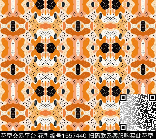 花型一.jpg - 1557440 - 抽象 纹样 对称 - 数码印花花型 － 泳装花型设计 － 瓦栏