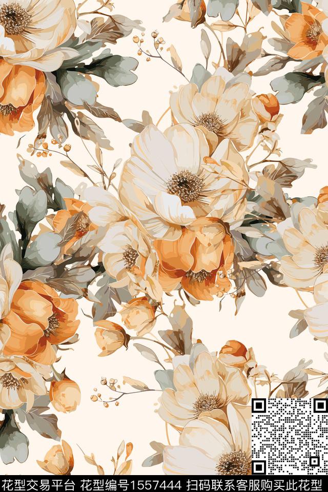 女装花卉数码印花花型下载（图片编号: 1557444） - 瓦栏（Walan）