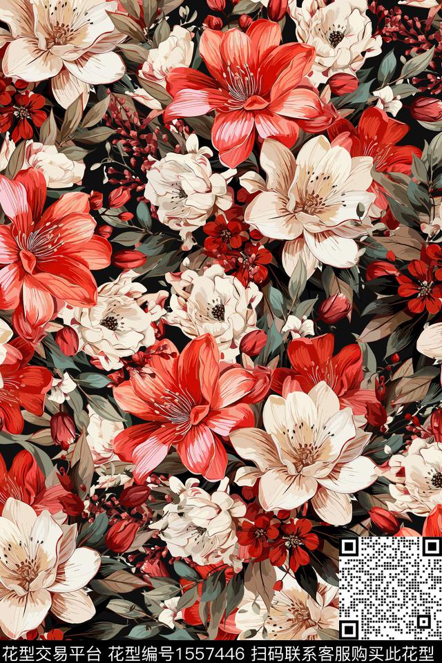 女装花卉数码印花花型下载（图片编号: 1557446） - 瓦栏（Walan）