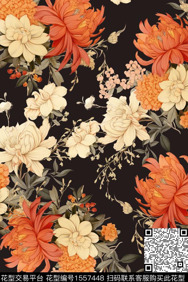 女装花卉数码印花花型下载（图片编号: 1557448） - 瓦栏（Walan）