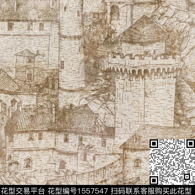 ZZ461 pat vv.jpg - 1557547 - 建筑 城堡 复古 - 数码印花花型 － 墙纸花型设计 － 瓦栏