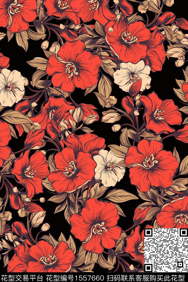 女装花卉数码印花花型下载（图片编号: 1557660） - 瓦栏（Walan）