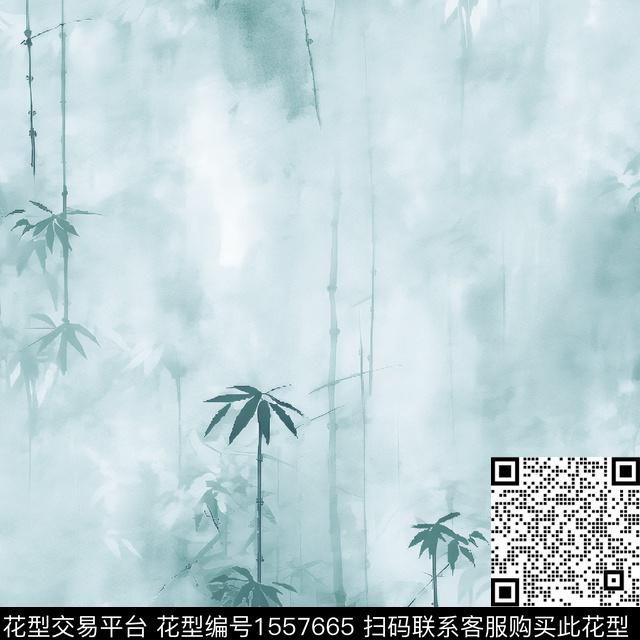 竹子朦胧叶子数码印花花型下载（图片编号: 1557665） - 瓦栏（Walan）