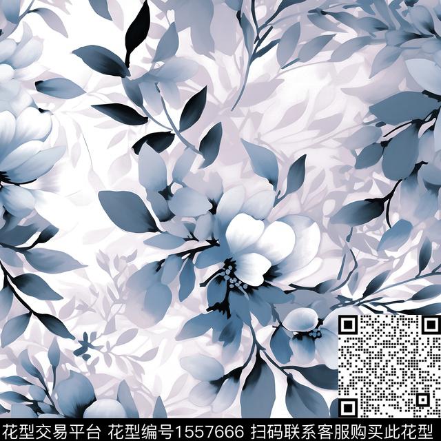 女装水彩影花数码印花花型下载（图片编号: 1557666） - 瓦栏（Walan）