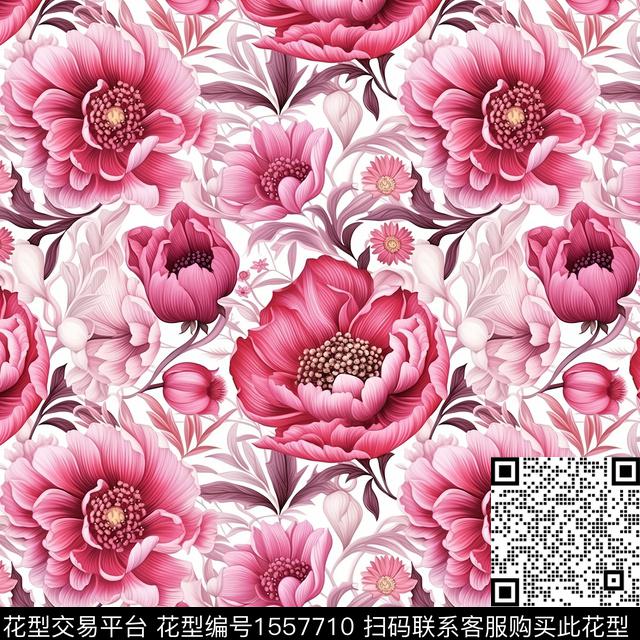 花型7.jpg - 1557710 - 满版 大花 花卉 - 数码印花花型 － 女装花型设计 － 瓦栏