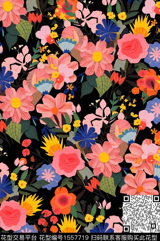 女装花卉数码印花花型下载（图片编号: 1557719） - 瓦栏（Walan）