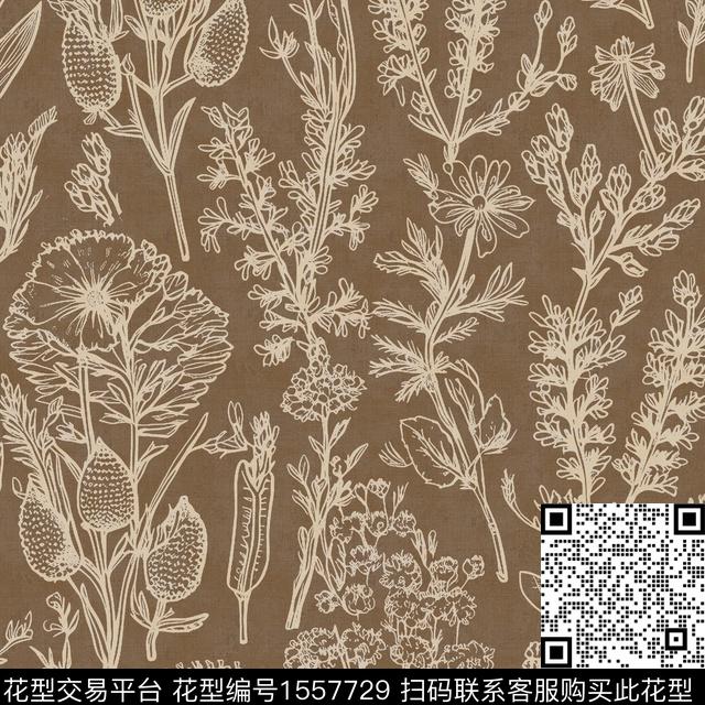 肌理底纹植物数码印花花型下载（图片编号: 1557729） - 瓦栏（Walan）