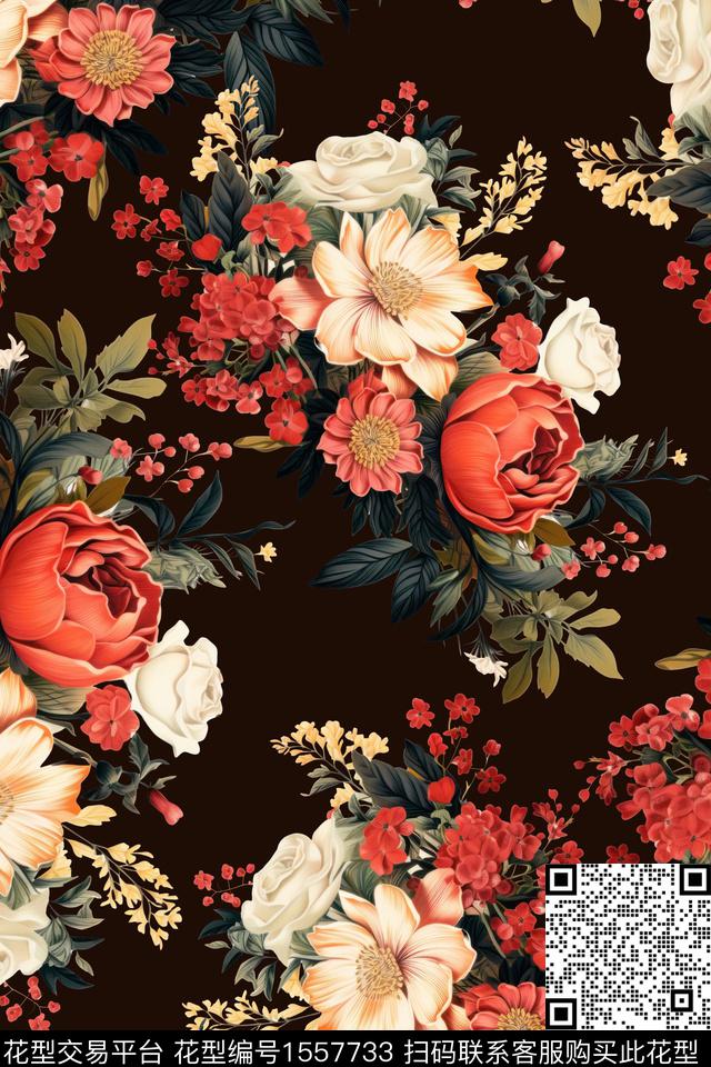 女装花卉数码印花花型下载（图片编号: 1557733） - 瓦栏（Walan）