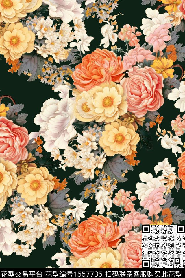 女装花卉数码印花花型下载（图片编号: 1557735） - 瓦栏（Walan）