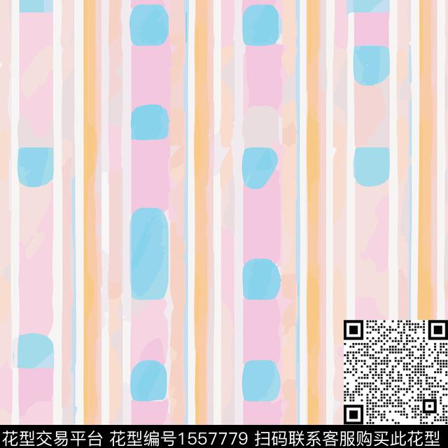 条纹休闲风粉蓝色数码印花花型下载（图片编号: 1557779） - 瓦栏（Walan）