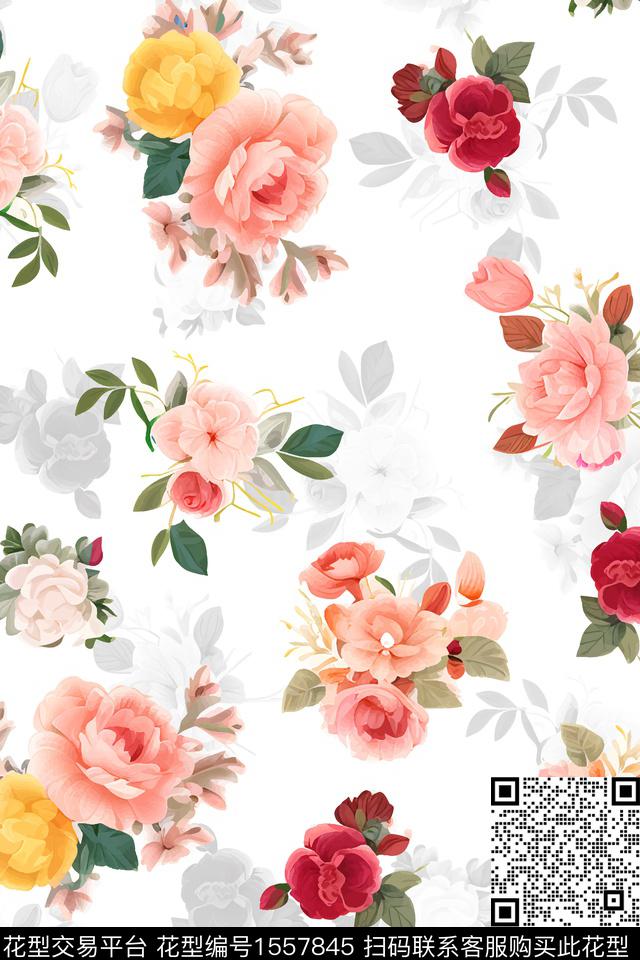 花朵.jpg - 1557845 - 影花 清爽 花卉 - 数码印花花型 － 女装花型设计 － 瓦栏