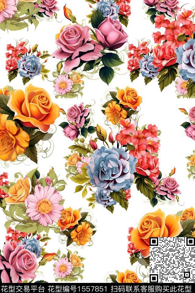 A3.jpg - 1557851 - 花卉 满版散花 女装 - 数码印花花型 － 女装花型设计 － 瓦栏