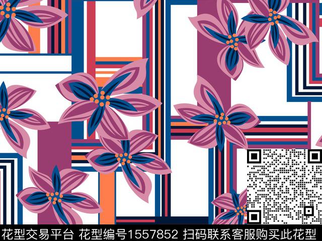 189.jpg - 1557852 - 几何 条纹 花卉 - 传统印花花型 － 女装花型设计 － 瓦栏