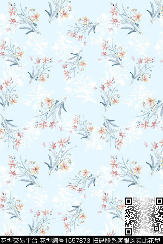 XZ5261.jpg - 1557873 - 水彩 影花 花卉 - 数码印花花型 － 女装花型设计 － 瓦栏