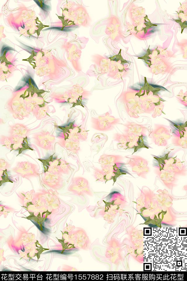 抽象百合花图案.jpg - 1557882 - 少女 淑女 花卉 - 数码印花花型 － 女装花型设计 － 瓦栏