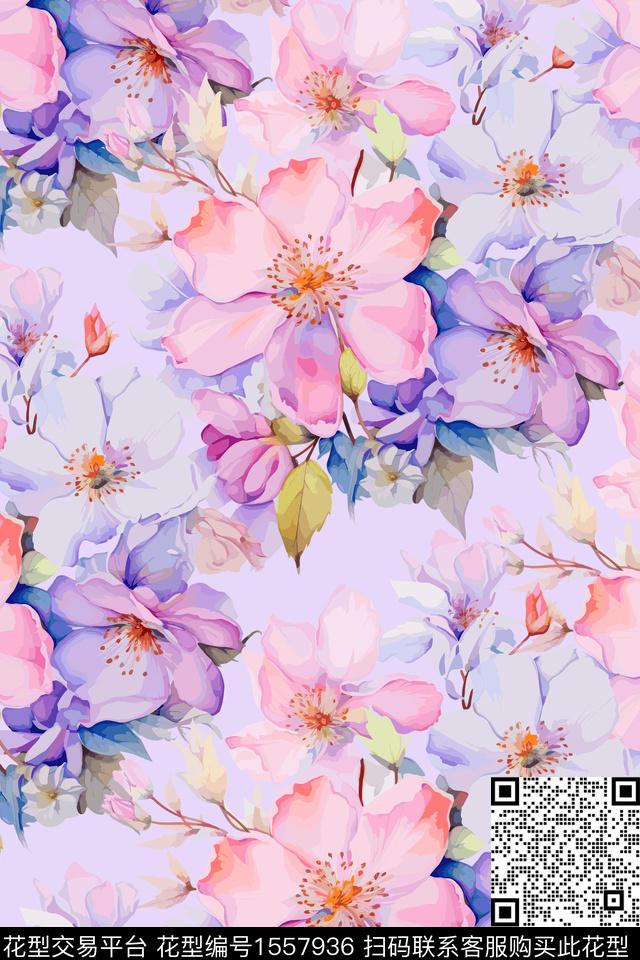女装花卉数码印花花型下载（图片编号: 1557936） - 瓦栏（Walan）