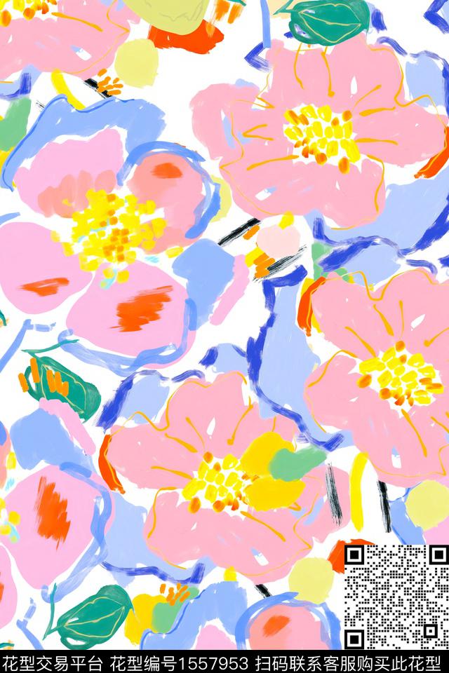 女装花卉数码印花花型下载（图片编号: 1557953） - 瓦栏（Walan）