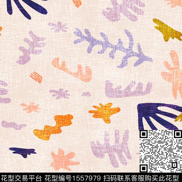 涂鸦色块.jpg - 1557979 - 涂鸦 珊瑚 抽象 - 数码印花花型 － 女装花型设计 － 瓦栏