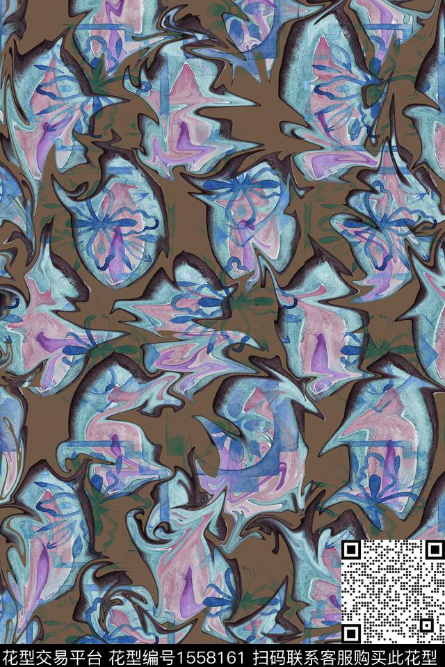 变异的型.jpg - 1558161 - 抽象 涂鸦 水彩 - 数码印花花型 － 女装花型设计 － 瓦栏